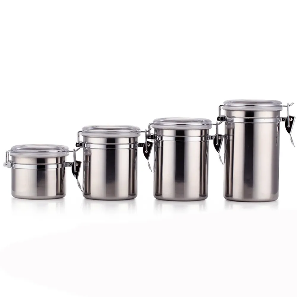 Wholesale Heatresistant Stainless Steel Storage Jar With Plastic Cover