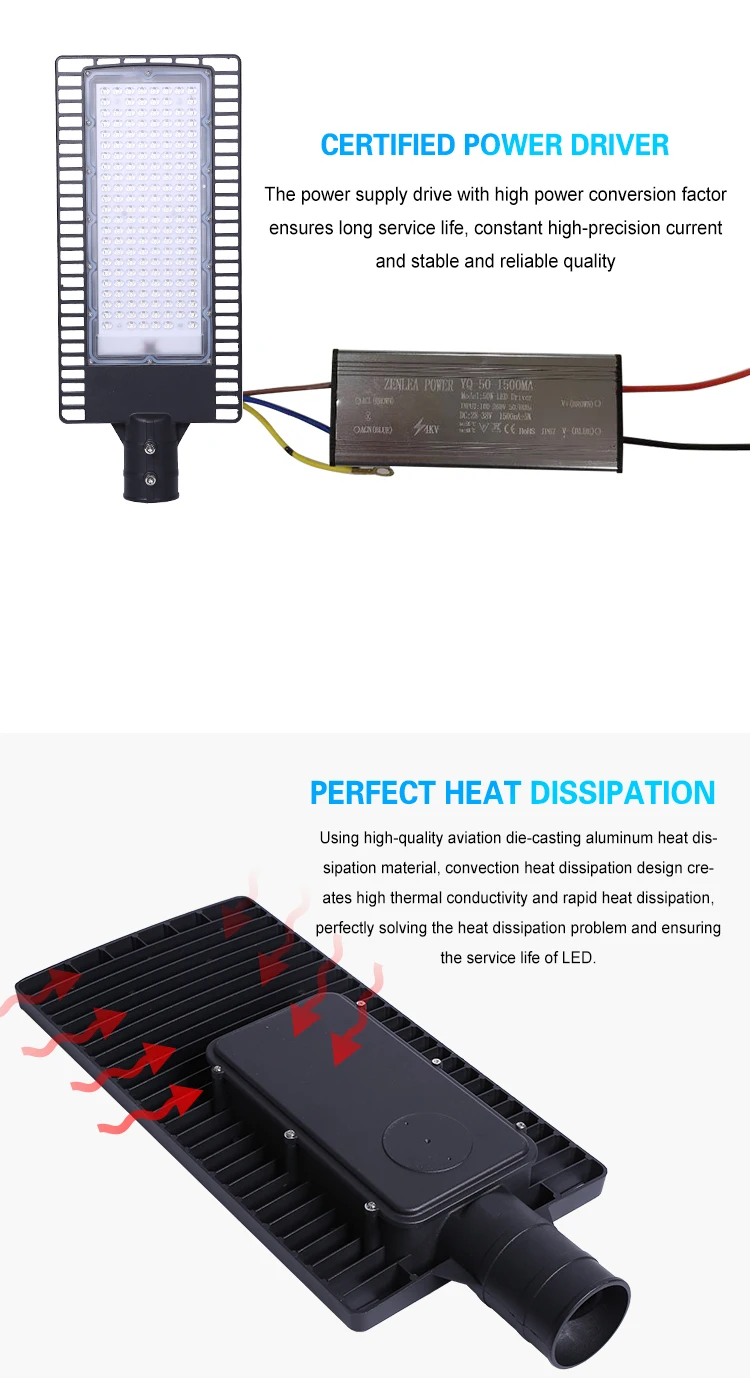 High power waterproof IP65 outdoor aluminum 20W 30W 50W 100W 150W led street light