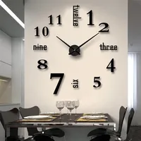 

New Fashion Unique Design Acrylic Clocks Home Decoration 3D DIY Mirror Wall Sticker Large Wall Clock