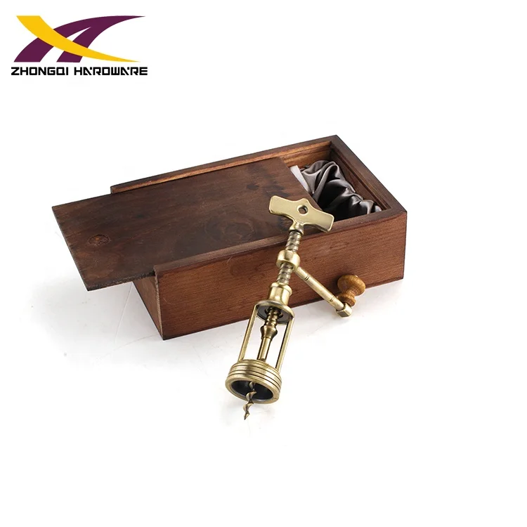 
Factory manufacture zinc alloy antique bottle corkscrew wine opener with wooden box 