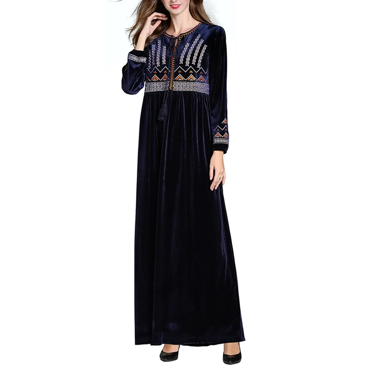 Abaya Muslim Dresses Islamic Clothing Vintage Arabic Robe Islamic Dress Embroidery Muslim Dress 2019 Islamic Dresses