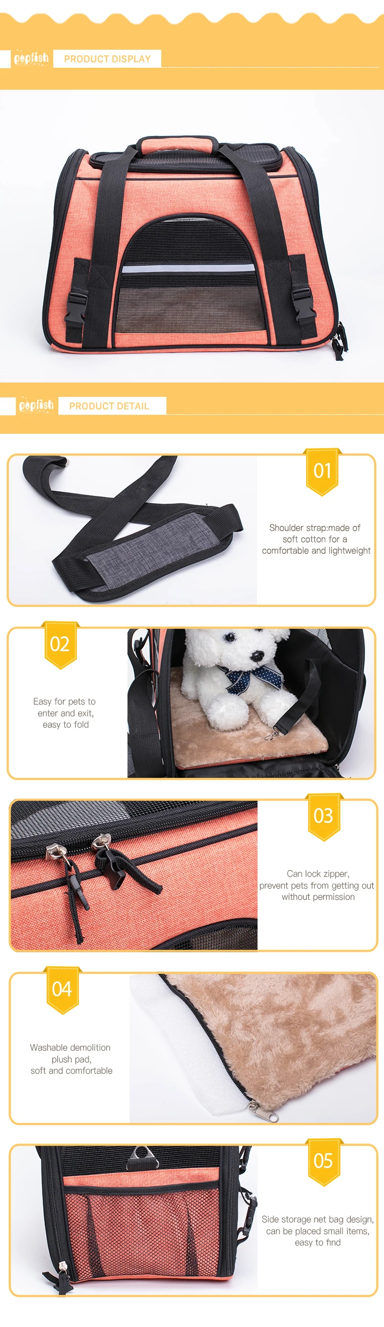 Wholesale Fashion Soft Sided Pet Sling Carrier Bag