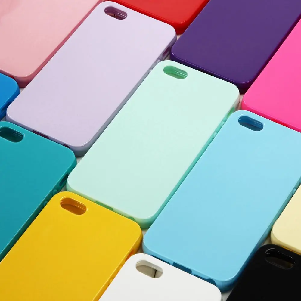 

Soft Gel Rubber Phone Cases for iPhone 5 SE Cute Solid Candy Color TPU Back Cover Case for iPhone 5 Silicone Case for iPhone 5S, Solid black candy blue green red purple yellow white