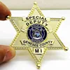 Custom deputy sheriff gold star metal badge maker with safe pin