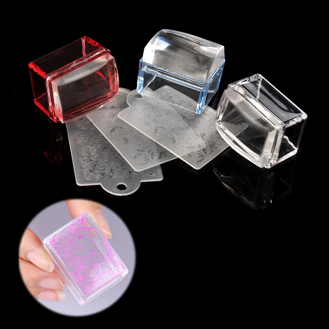 Square Shape Jelly Silicone Head Nail Stamper Clear Transparent Nail