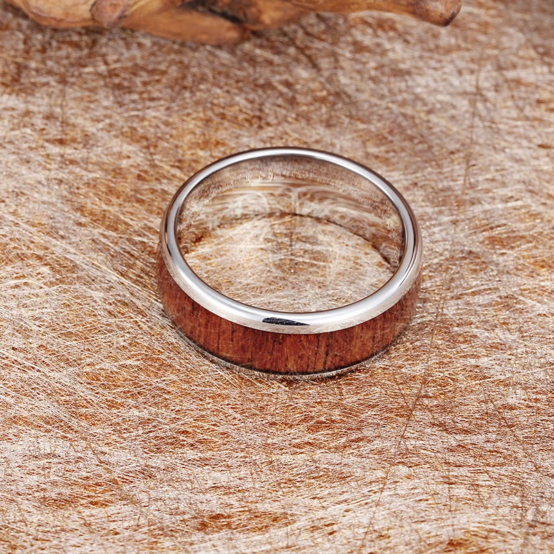 
2019 Wholesale Rings Jewelry Type Bezel Setting Type Koa Wood Inlay Tungsten Rings For Men 