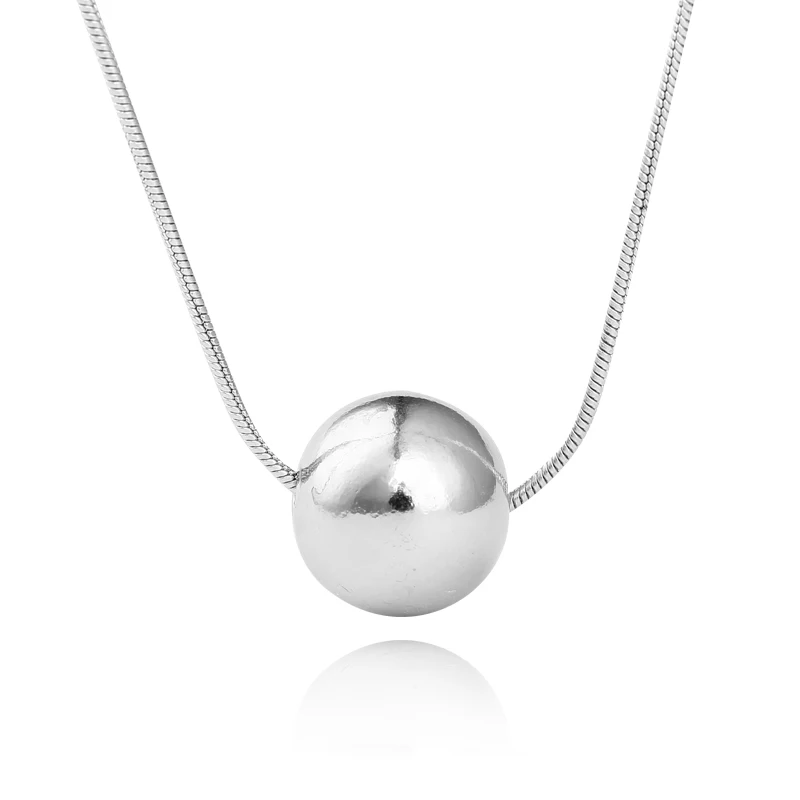 

Initial 925 sterling silver bead ball necklace for women