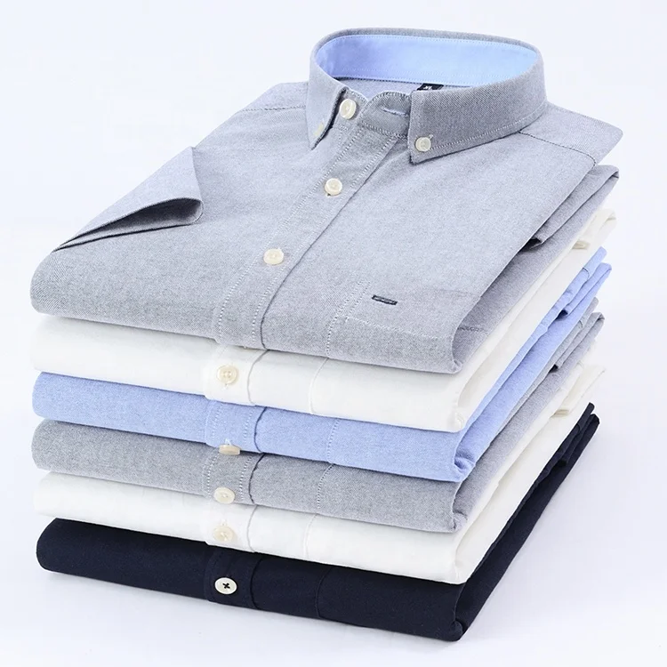

Custom casual 100% cotton oxford camisas smart texture short sleeve chemise homme button down design mens shirt, Custom color