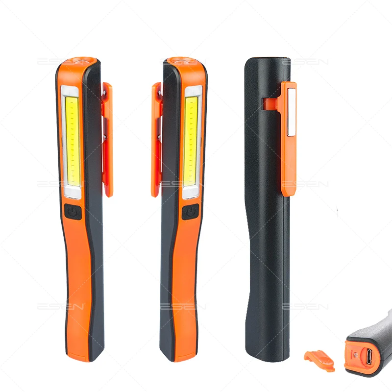 Home Orange COB Recharge Light Pocket USB Torch Work Mini LED Black Lamp