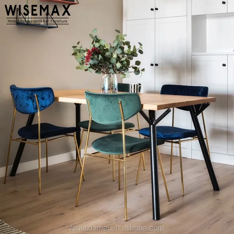 Modern Restaurant Design Soft Blue Velvet Chair Leisure Dining