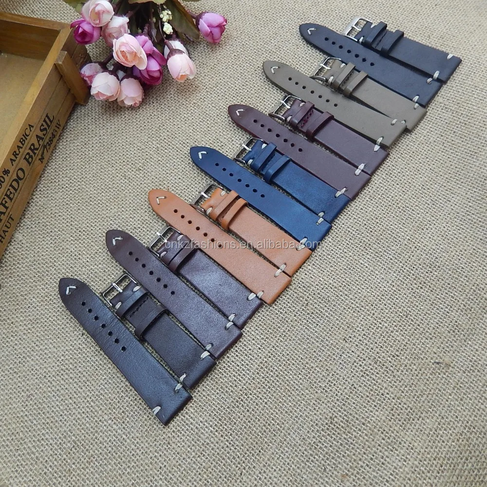 

Imported Full Grain Leather handmade watch straps with 7 colours available, Customized