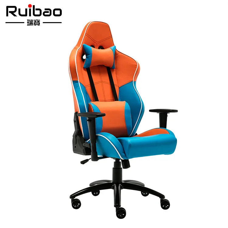 orange and blue gaming chair