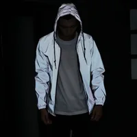 

Men's windbreaker 3M reflective jacket Man Waterproof fluorescent Sportswear hip hop coats manteau hooded Streetwear Jackets men