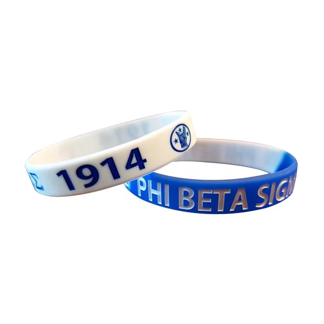 

Blue color phi beta sigam fraternity 2- pack silicone bracelet Sorority Greek Letters Bracelet, Pantone color