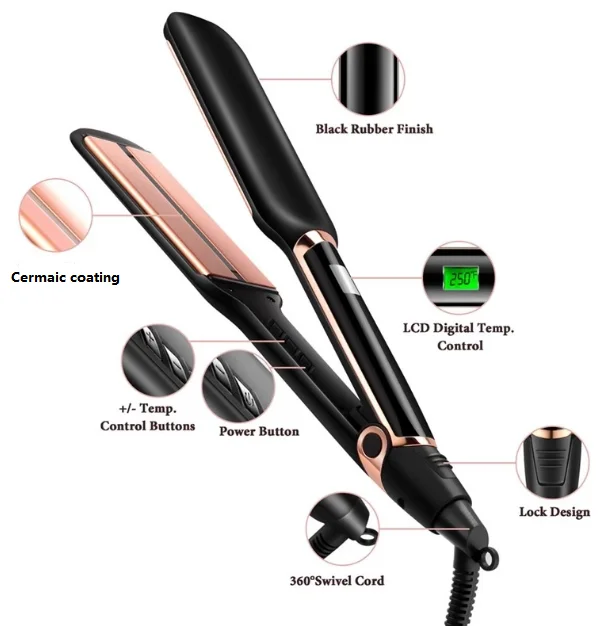 Ptc Heater Wide Ceramic Tourmaline Ionic New Hair Straightener - Buy ...