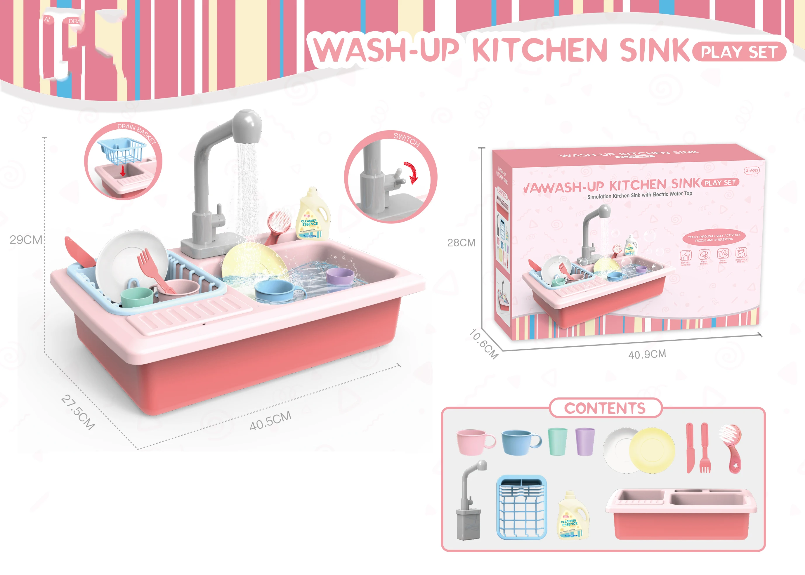 Plastic Kitchen Set Pretend Play Real Faucet Wash Dishes Kitchen Sink   HTB1IEiPN8LoK1RjSZFuq6xn0XXaF 