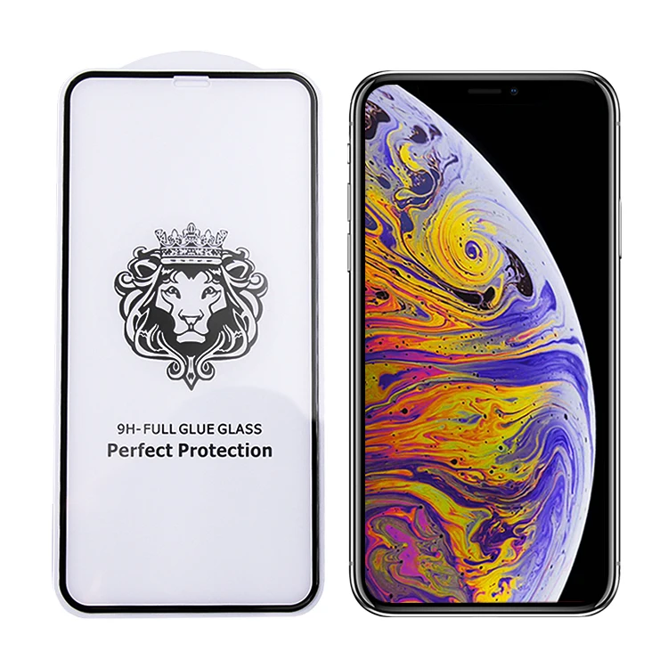 Mobile Phone Screen Guard 3D Lion Screen Protector Silk Print Tempered  Glass For iPhone XS