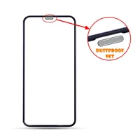 

Wholesale anti dust high clear silk print AGC tempered glass screen protector with dustproof mesh design for iPhone X Max