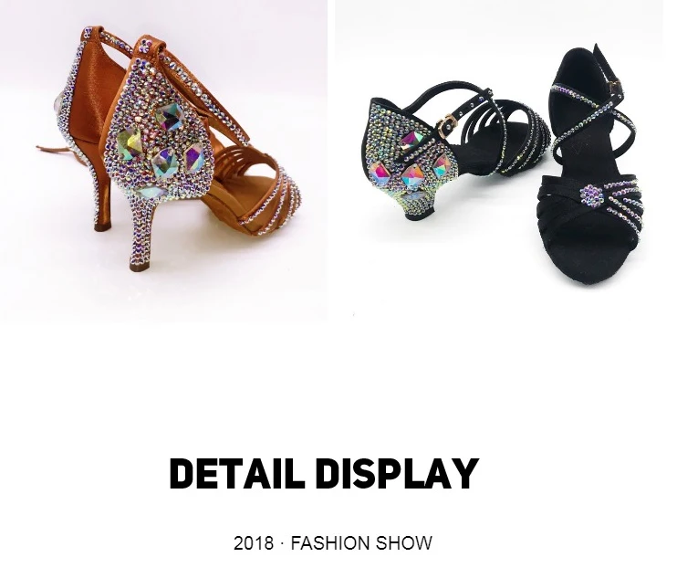 Women Ballroom Latin Dance Shoes Rhinestone Salsa Tango Shoes Heels 3.5/4.5/5.5/7.5/8.5cm Girls' Profession Dancing Shoes Women