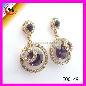 Dubai Gold Jewelry Earrings New Fashion Earring With Purple Zircon Dubai Gold Jewelry Earrings New Fashion Earring With Purple Zircon Alibaba Express Hot