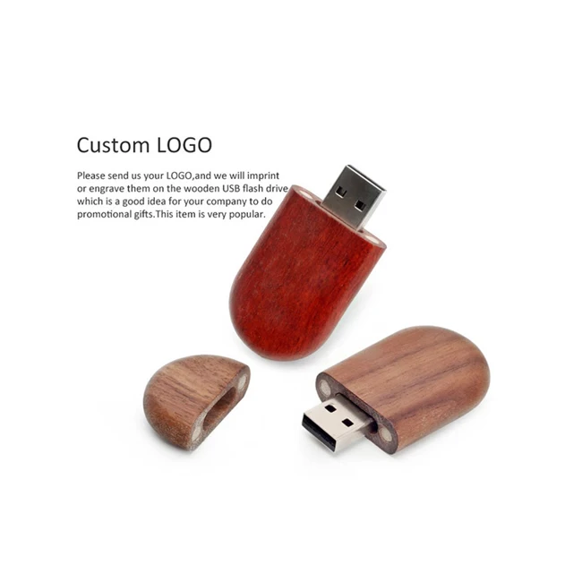 Logo printing Wooden Oval Shaped Unique USB Flash Drive - ANKUX.COM