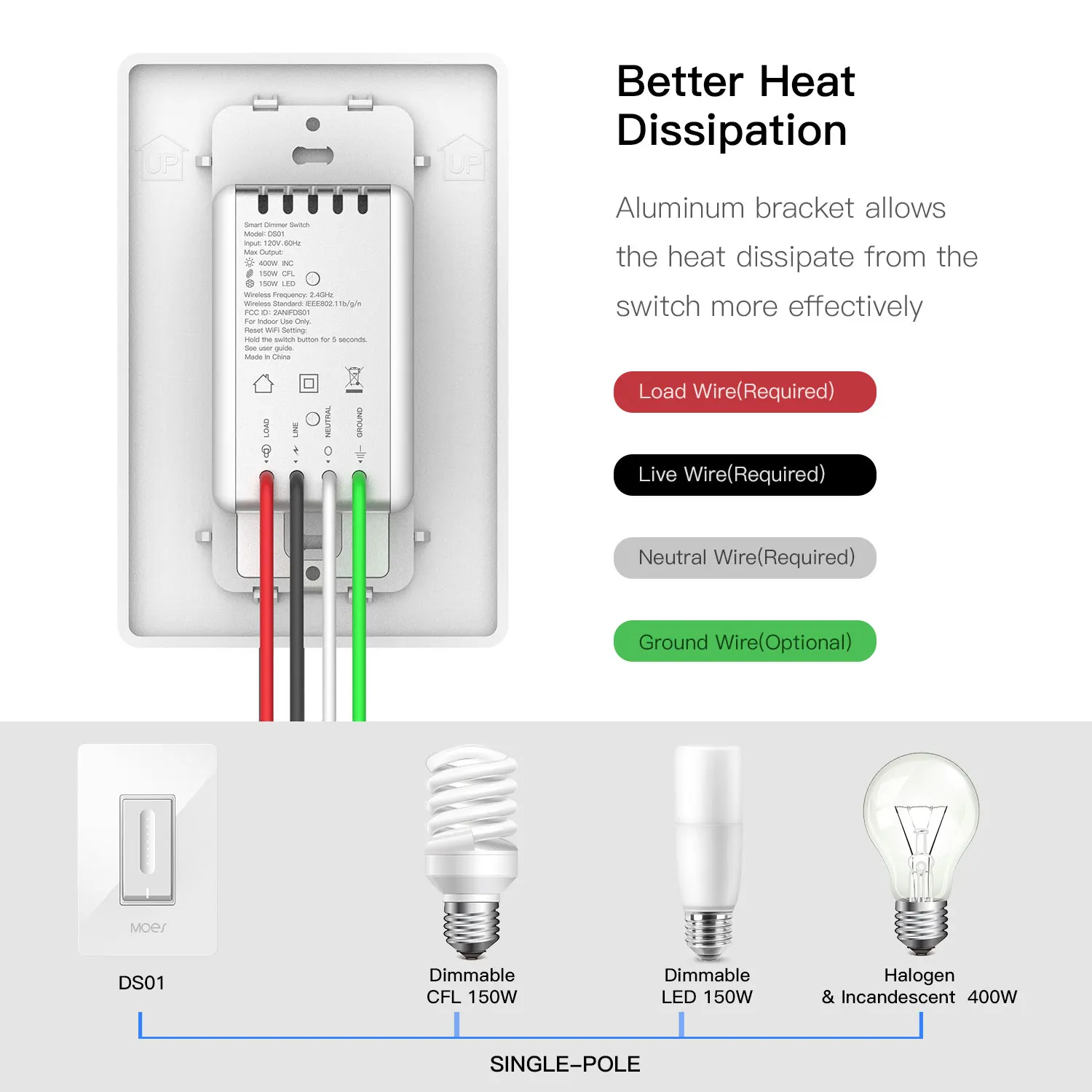 Wifi Smart Light Dimmer Switch Elegantly With Voice