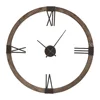 American Style Wood Frame Wall Clock with Iron Roman Numbers and Floating Center Dial