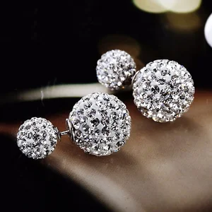 Wholesale Custom 925 Sterling Silver Double Ball Shambhala Zircon Stud Earrings