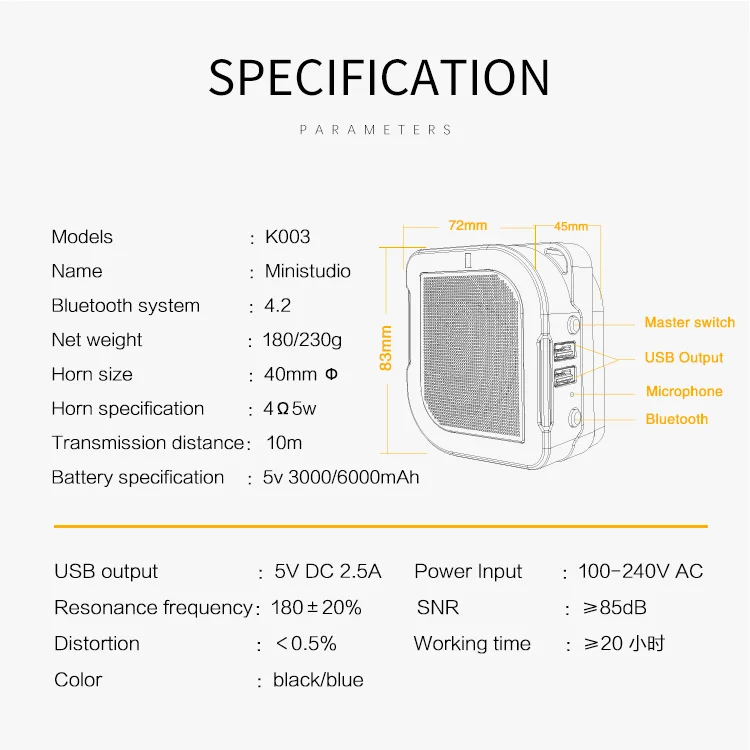 2020 Newest High Quality Waterproof Blue tooth Speaker Wireless Portable For Bluetooth Speaker 6000 mAh Power Bank - ANKUX.COM