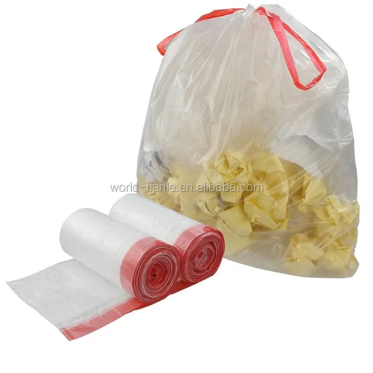 Cheap Ldpe Plastic Disposable Drawstring Garbage Trash Bag With Tie
