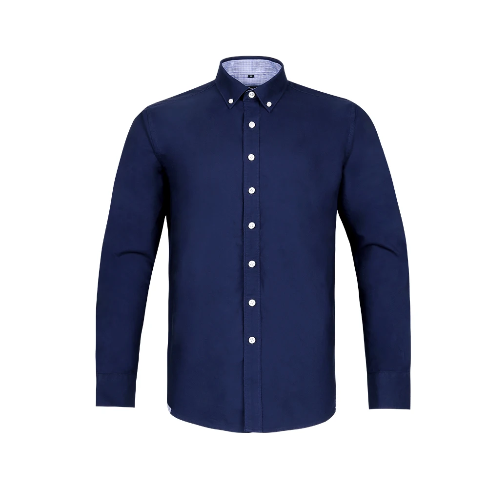

MJ TAILORED MEN'S LONG SLEEVE CUSTOM DRESS SHIRTS CLASSIC FIT SOLID NAVY BUTTON DOWN COLLAR SHIRT