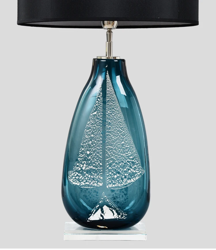 Blue Glass Table Lamp for Living Room
