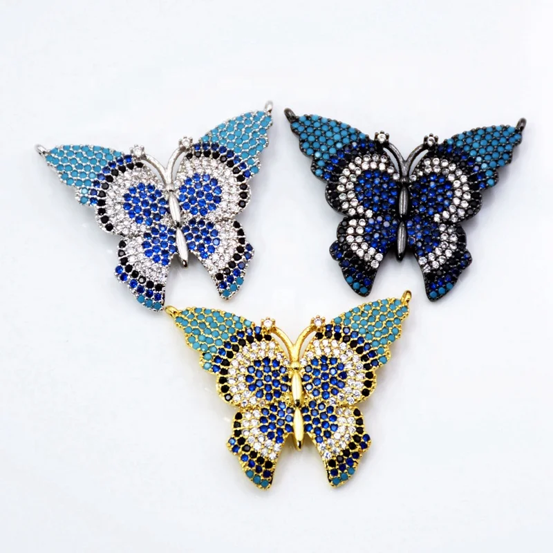 

Unique Micro Pave Colorful Zircon Crystal Butterfly Necklace Pendant Sparking CZ turquoise Animal Charms Pendant, Multi colors