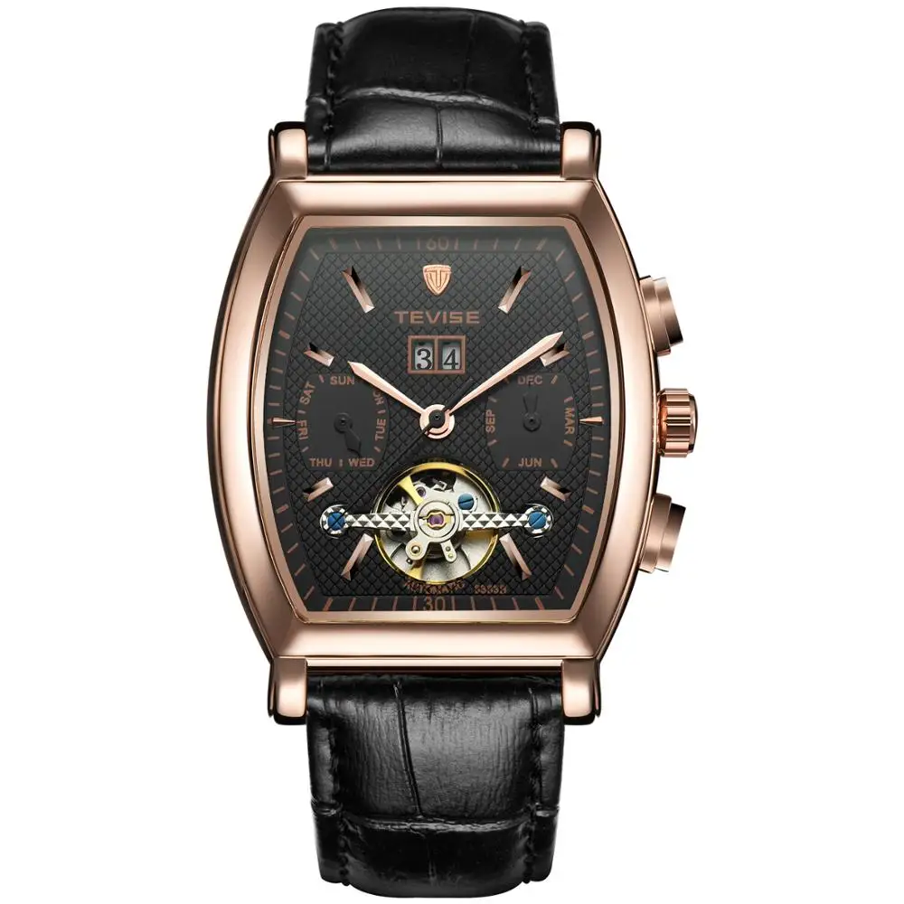 

2018 Tevise manufacturer Tourbillon watch multi-function barrel waterproof automatic mechanical watch men's wrist, Optional mens watch