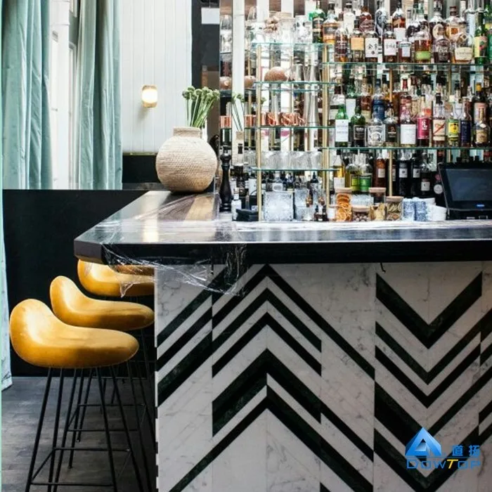 Artificial Marble Counter Top Restaurant L Shape Cafe Bar Counter