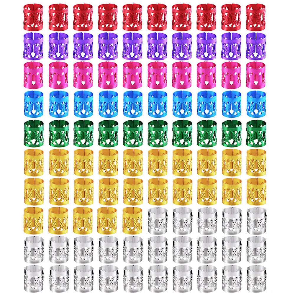 

Hair Beads for Braids Dreadlock Bead Adjustable Cuffs Clips for Hair Accessories 100pcs/lot Silver Mix Silver Golden Metal