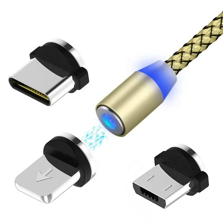 

Free Shipping 3in1 USB Cable Magnetic Cell Phone Cords for iPhone Charging Cable Micro ios Type C, Gold/grey/black/red/silver