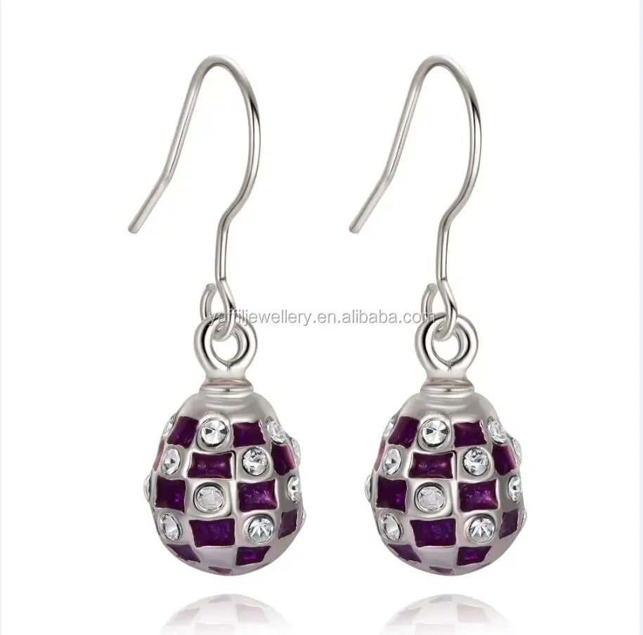 

Russia Faberge Eggs Style Enamel Earrings with 925 Sterling Silver Hooks