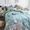 lepanxi brand blue bedding set queen size-towel printed quilt cover yellow bed sheet