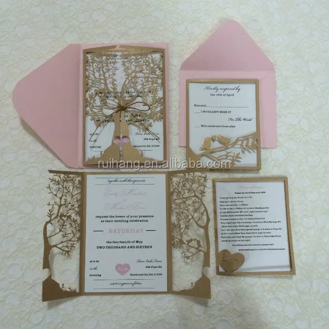 Lastest Various Colors Fall Laser Cut Tree Wedding Invitation