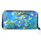 PU material de azul flor padr&atilde;o retro carteira para a mulher