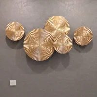 

High Quality 5 pieces set Gold Sunburst Modern Decorative Wall Hanging Art and Craft Sculpture for Hotel Decoration