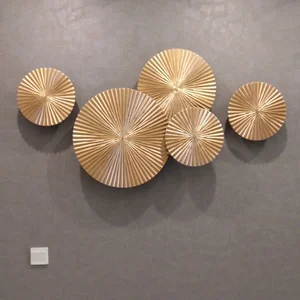 Image of High Quality 5 pieces set Gold Sunburst Modern Decorative Wall Hanging Art and Craft Sculpture for Hotel Decoration