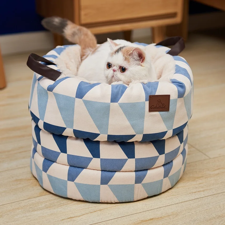 

Cat Bed Round and Cave Shape Self Warming plush/ suede fabric