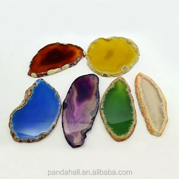 

PadnaHall Natural Agate Slices Pendants Agate Slices Wholesale Dyed Mixed Color Pendants about 20~40pcs/kg