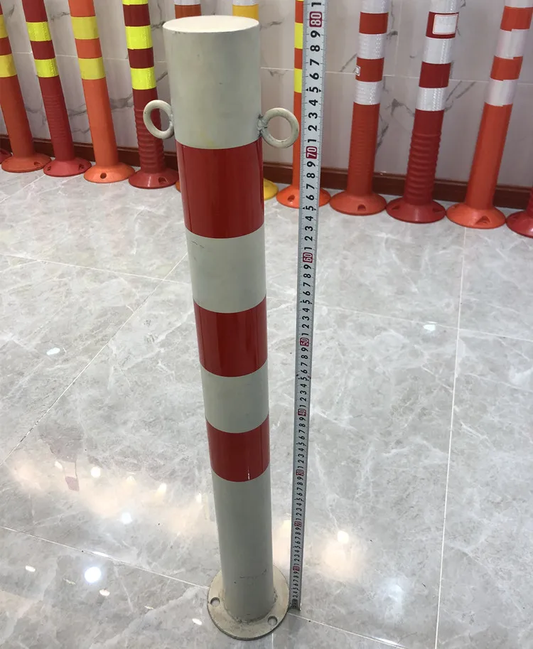 With ring iron warning column metal delineators bollard steel warning post