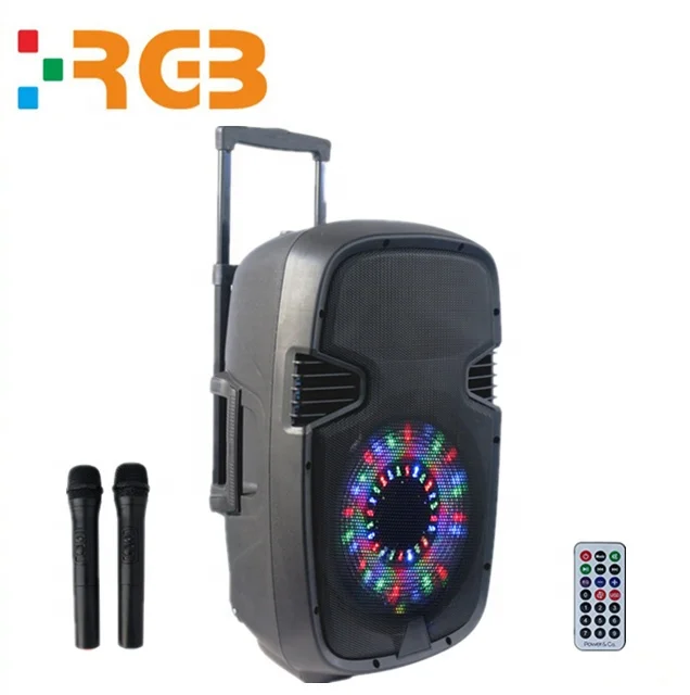 Professional active usb sd card trolley portable speaker with wireless Microphone