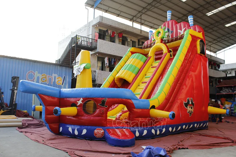 Pirate Ship Sail Inflatable Slide Bouncy Castle Playground For Kids For Sales