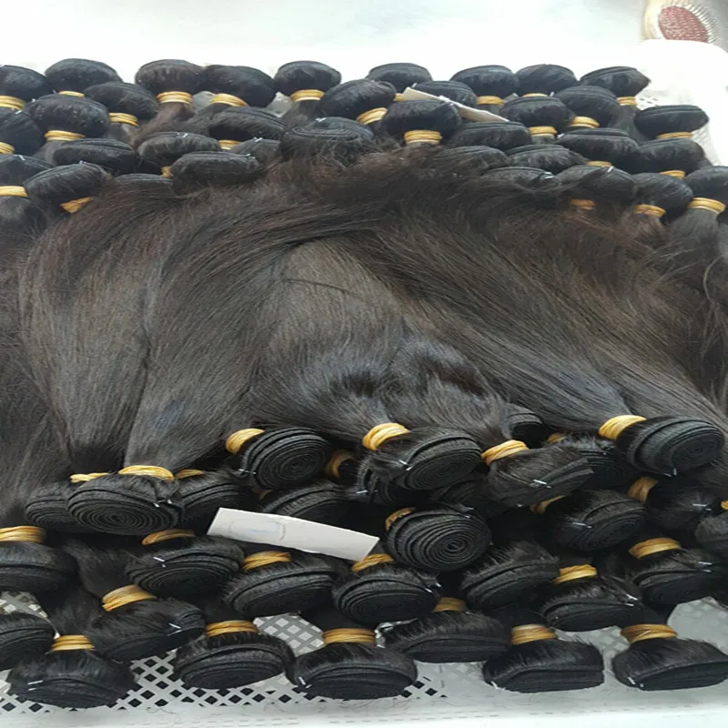 

Highest Quality straight 10A virgin raw unprocessed hair 10 to 30" double weft raw virgin cuticle aligned hair bundles, Natural color