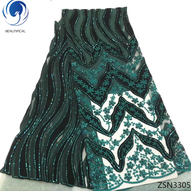 

Beautifical sequins french tulle velvet lace african party mesh lace for women ZSN33, Can be customized
